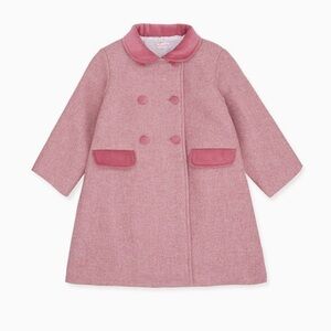 La Coqueta Girls Double-Breasted Pink Pea Coat